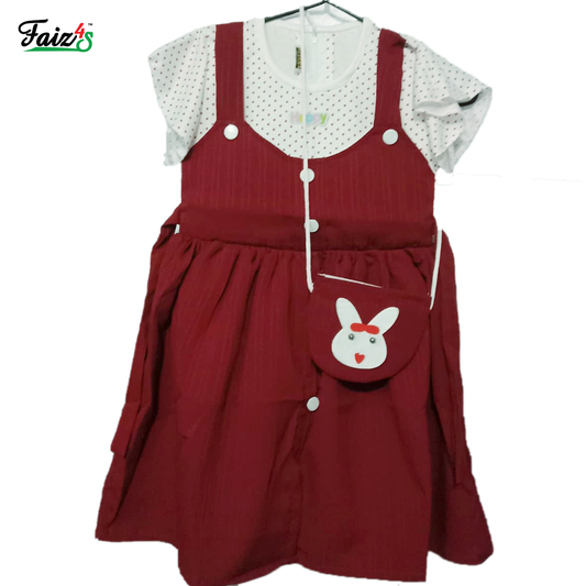 Affordable  Girls Frock With Bag | Short Sleeve | 5-7 Years | F4S1002