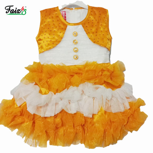 Faiz4s | Modern and Stylish net | Sleeveless Baby Girl Frock |Dress | 2  - 3 Years | F4S1001
