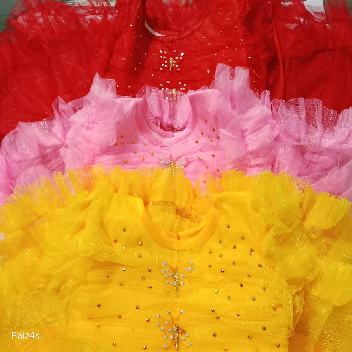 Faiz4s | Modern net Frock For Girl | Sleeveless Dress | 2 -13 Years | F4S1008