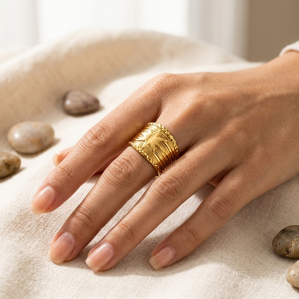 Stainless steel Adjustable Star Ring | F4S1038