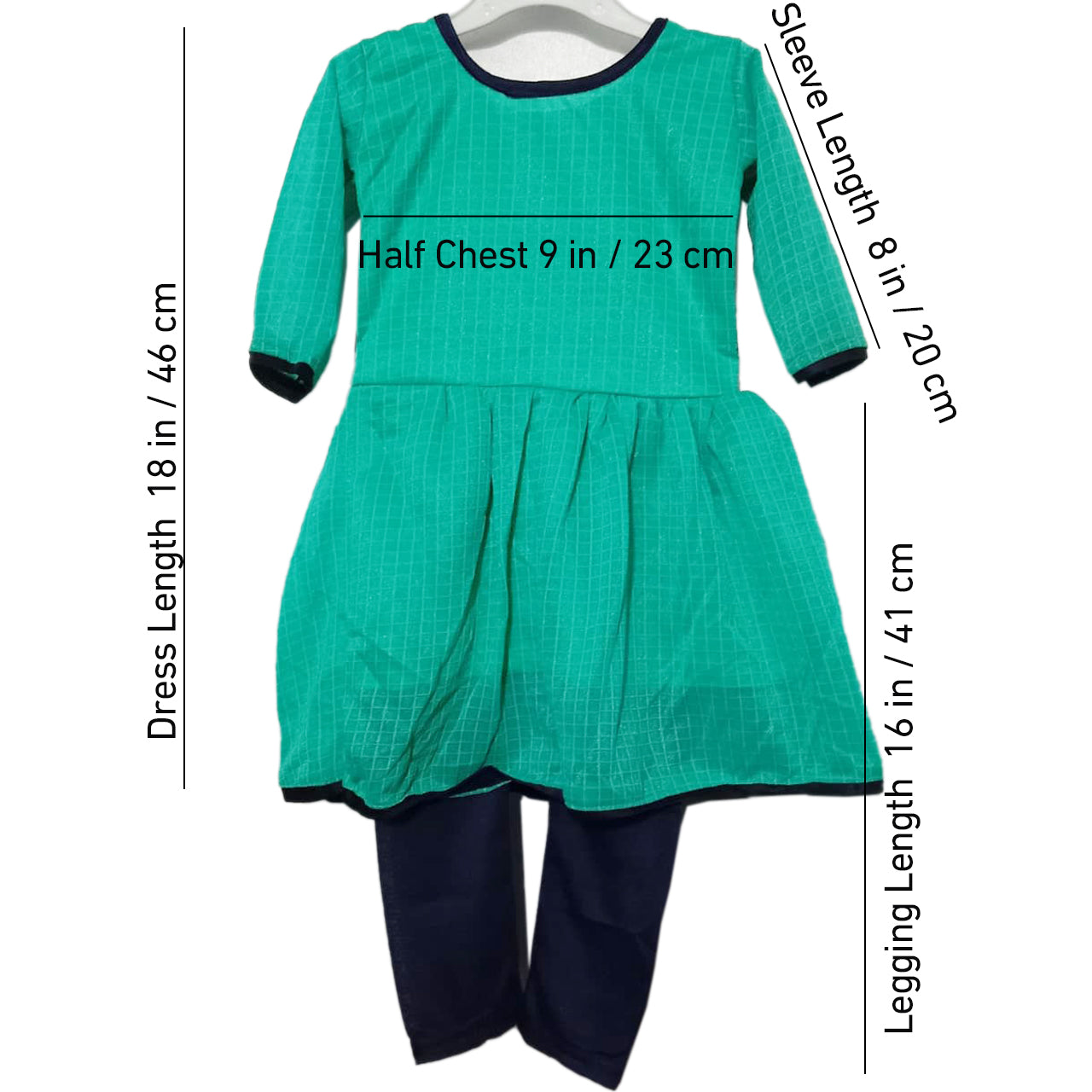 Affordable Girls Frock and Legging Set  |  Three-Quarter Sleeves | 2-3 Years | F4S1009
