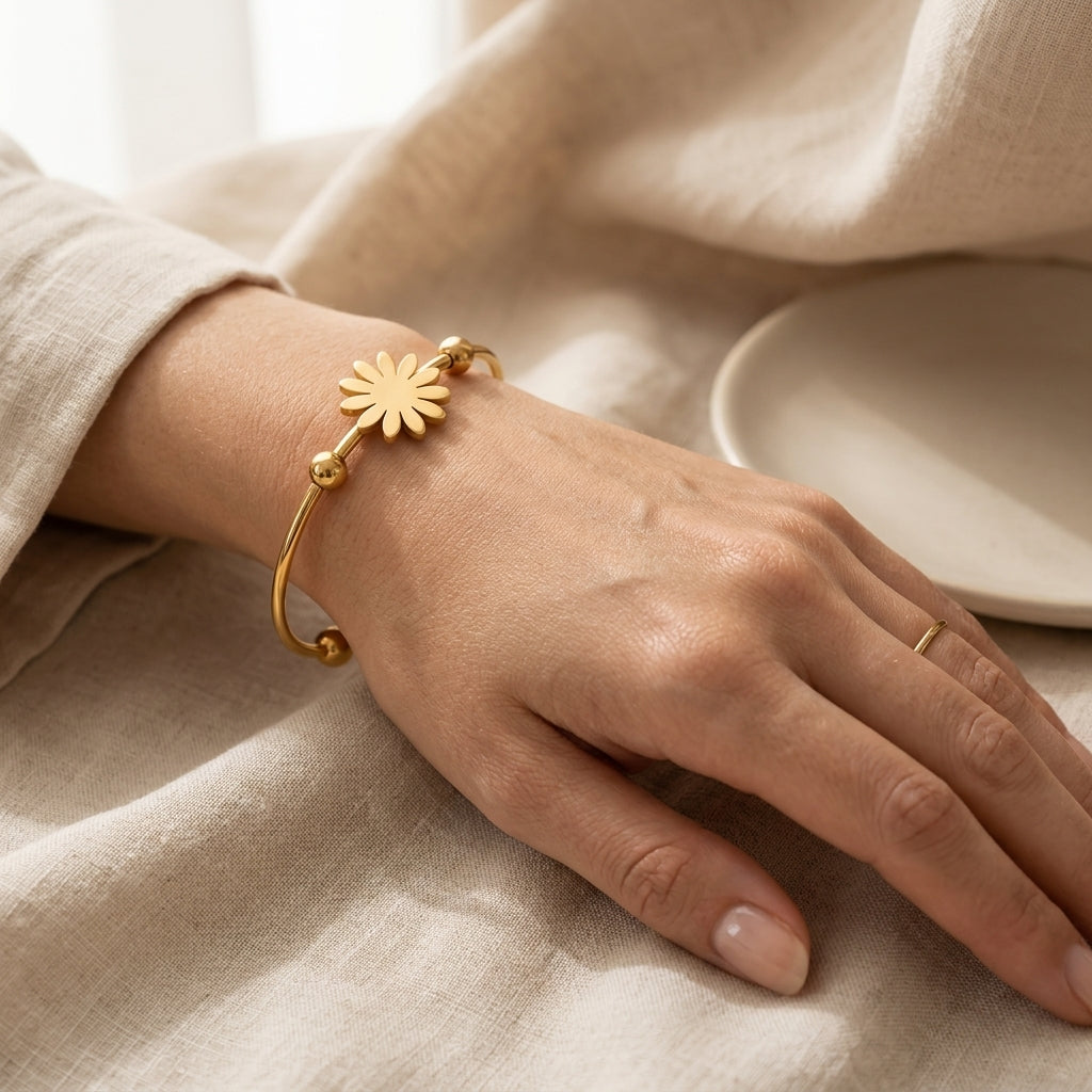 Stainless steel cuff Bangle F4S1036 |18K Gold plated | 316L Grade | anti tarnish