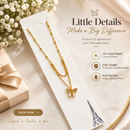 Layered Butterfly Necklace | Stainless steel Chain | F4S1029