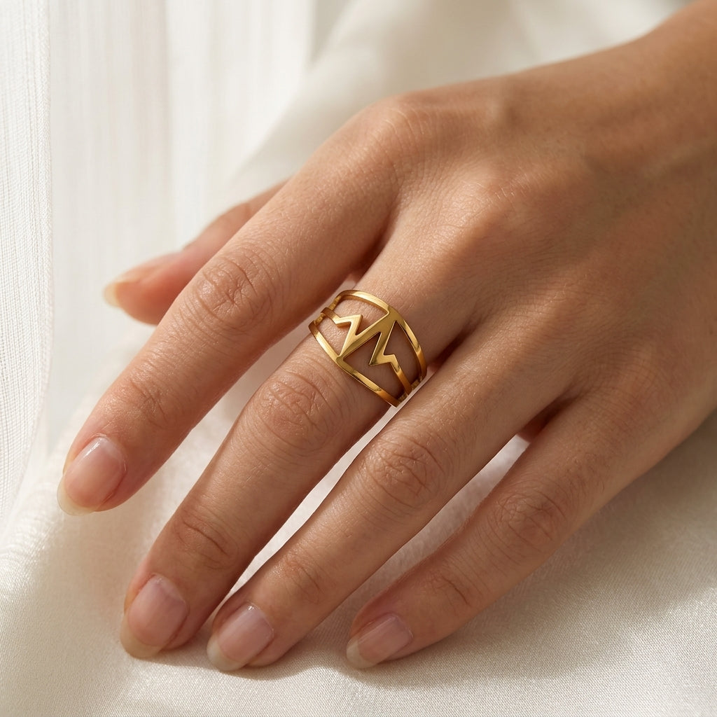 Stainless Steel  Heartbeat Adjustable Ring | F4S1033
