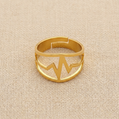 Stainless Steel  Heartbeat Adjustable Ring | F4S1033