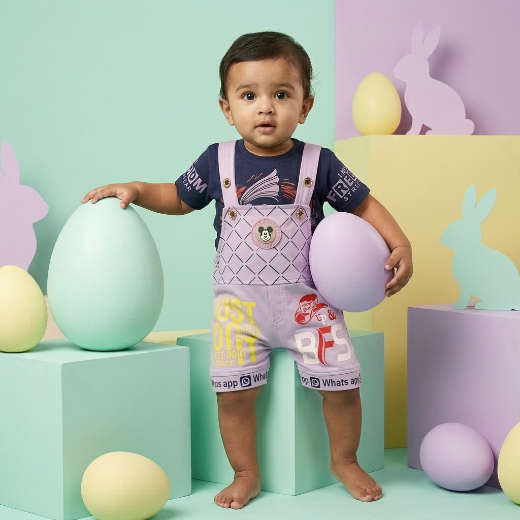 Faiz4s| Baba Suit with LED Light |  baby boy and baby girl dungaree | 1 - 2 Years | F4S1005