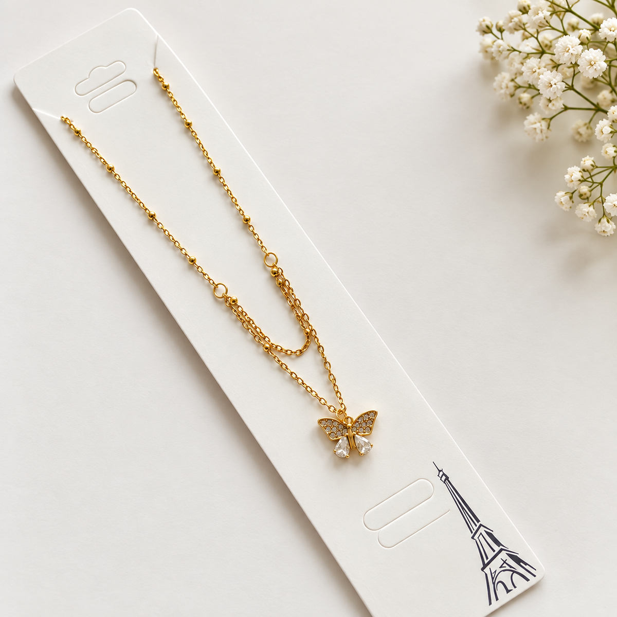 Layered Butterfly Necklace | Stainless steel Chain | F4S1029