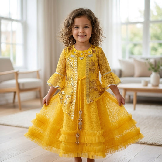 Faiz4s | Modern net Frock For Girl |  Full Sleeve | 5 - 8 Years | F4S1007