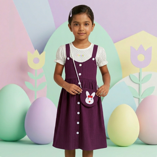 Frock With Bag for Girls  | Short Sleeve | 5-7 Years | F4S1002