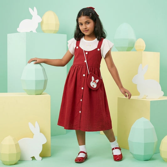 Frock With Bag for Girls  | Short Sleeve | 5-7 Years | F4S1002