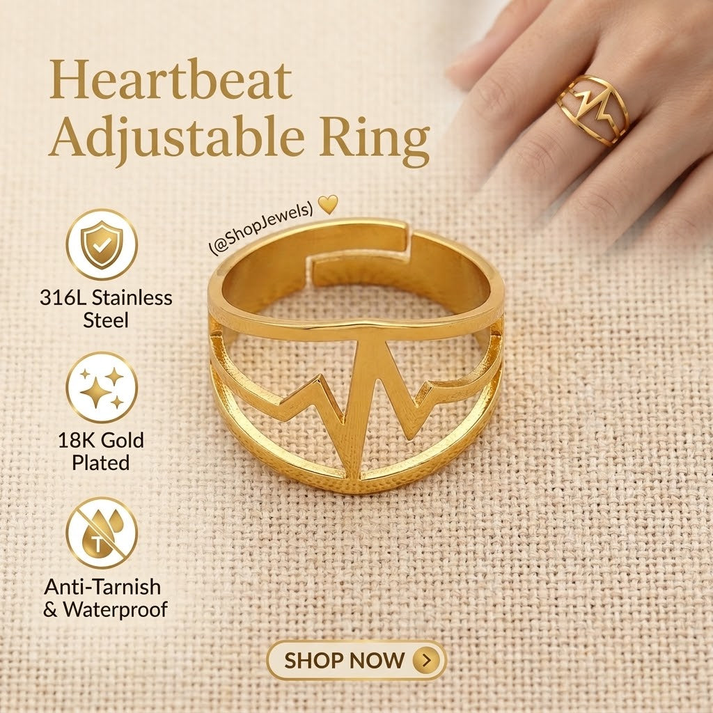 Stainless Steel  Heartbeat Adjustable Ring | F4S1033