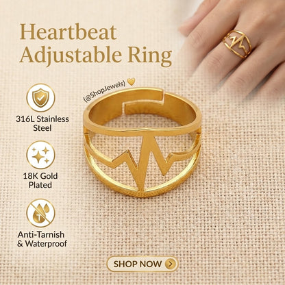 Stainless Steel  Heartbeat Adjustable Ring | F4S1033