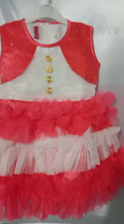 Faiz4s | Modern and Stylish net | Sleeveless Baby Girl Frock |Dress | 2  - 3 Years | F4S1001