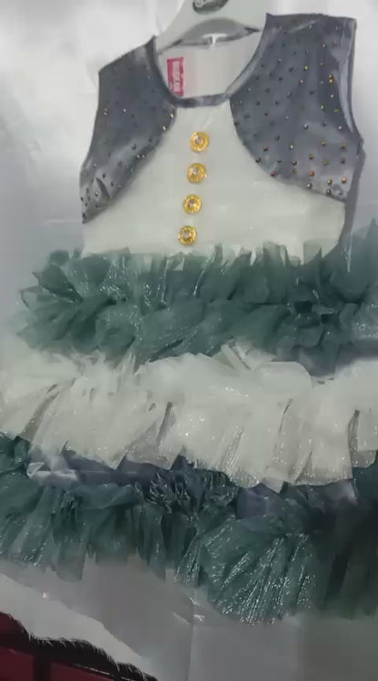Faiz4s | Modern and Stylish net | Sleeveless Baby Girl Frock |Dress | 2  - 3 Years | F4S1001
