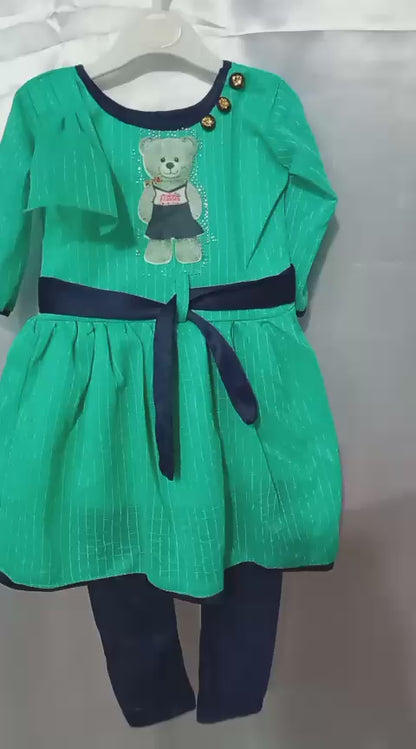 Affordable Girls Frock and Legging Set  |  Three-Quarter Sleeves | 2-3 Years | F4S1009